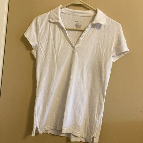 Tight Stretchy White Polo Style Shirt - Picture 1 of 3